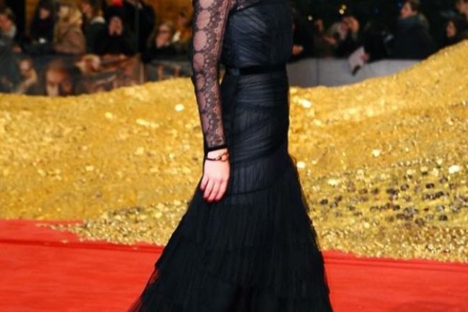 Evangeline Lilly na premiére filmu Hobit: Smaugova pustatina v Berlíne
