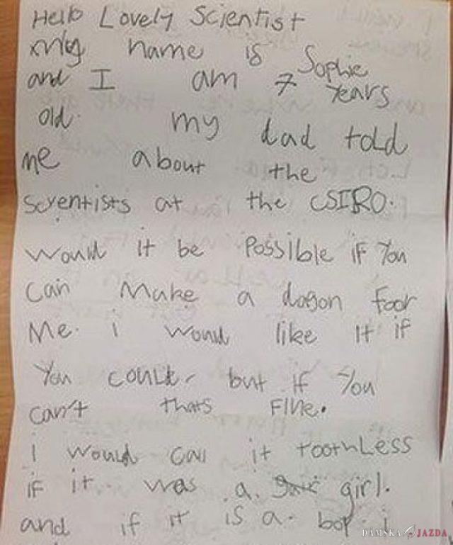 Dievčatko žiadalo vedcov o vyšľachtenie draka, dostalo list