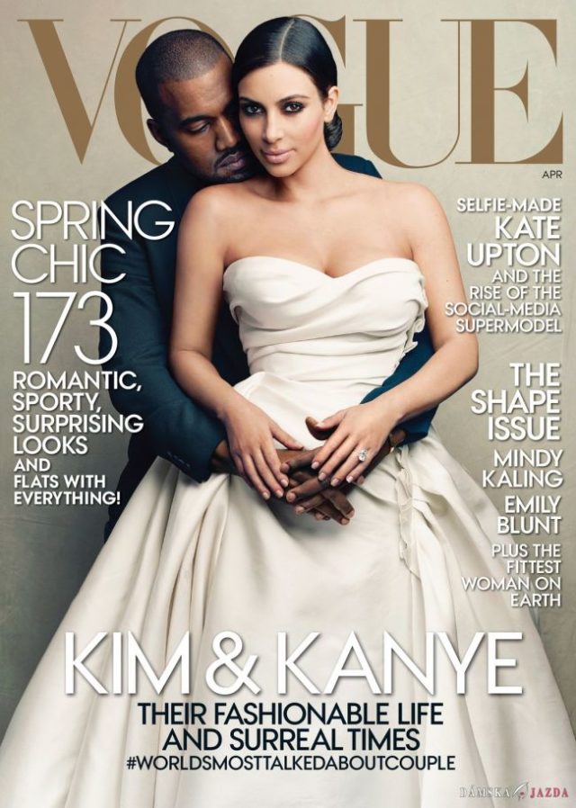 Kanye West a Kim Kardashian na aprílovej titulke časopisu Vogue.