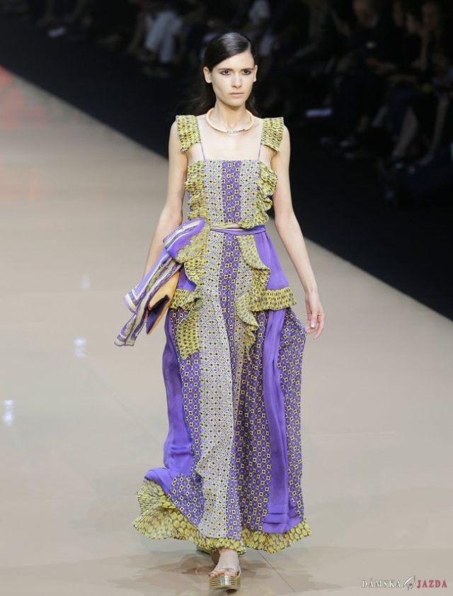 Dlhé fialové šaty - Roberto Cavalli a Just Cavalli
